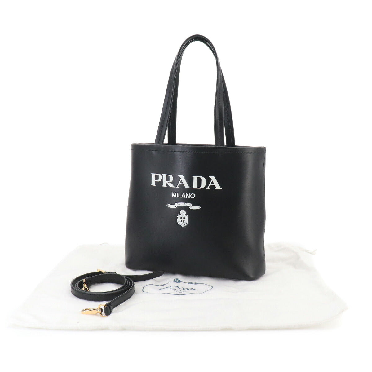 2way Tote Shoulder Bag Leather Nero Black 1BG507 Purse