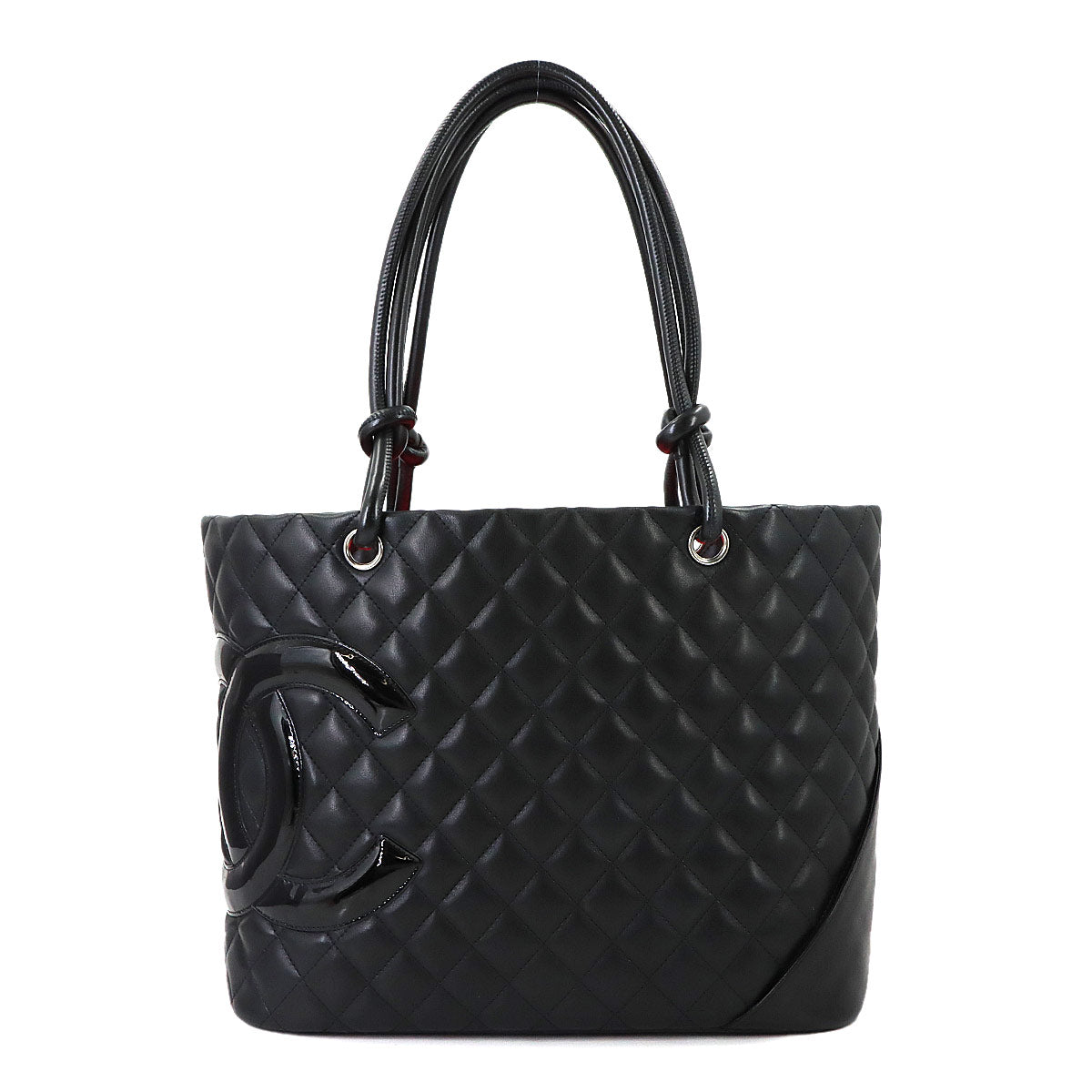 Cambon Line Large Tote Bag Leather Enamel Black A25169 Purse