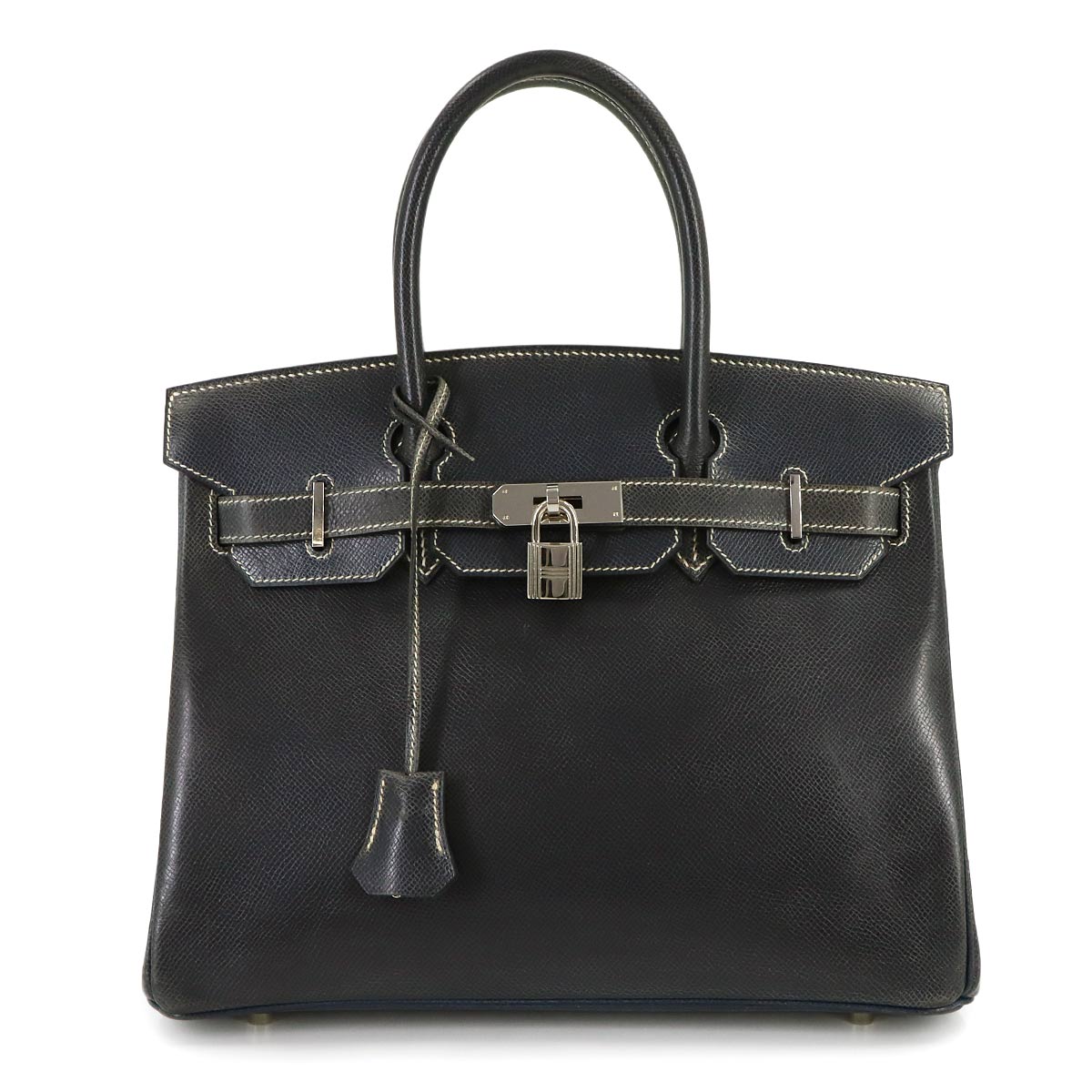 Birkin 30 Hand Bag Veau Graine Lisse Navy Purse