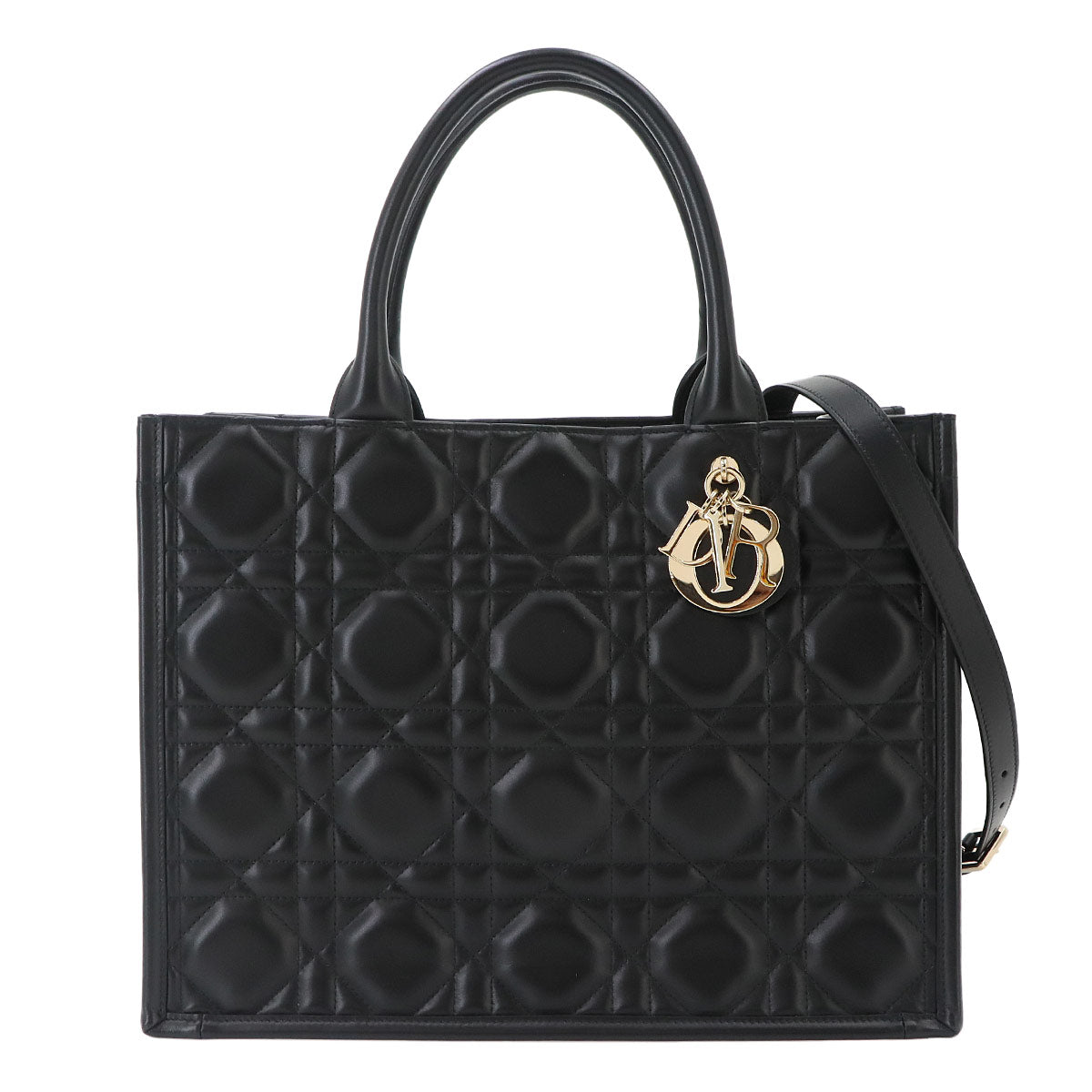 Macrocannage Book Tote Shoulder Medium Bag Leather Black