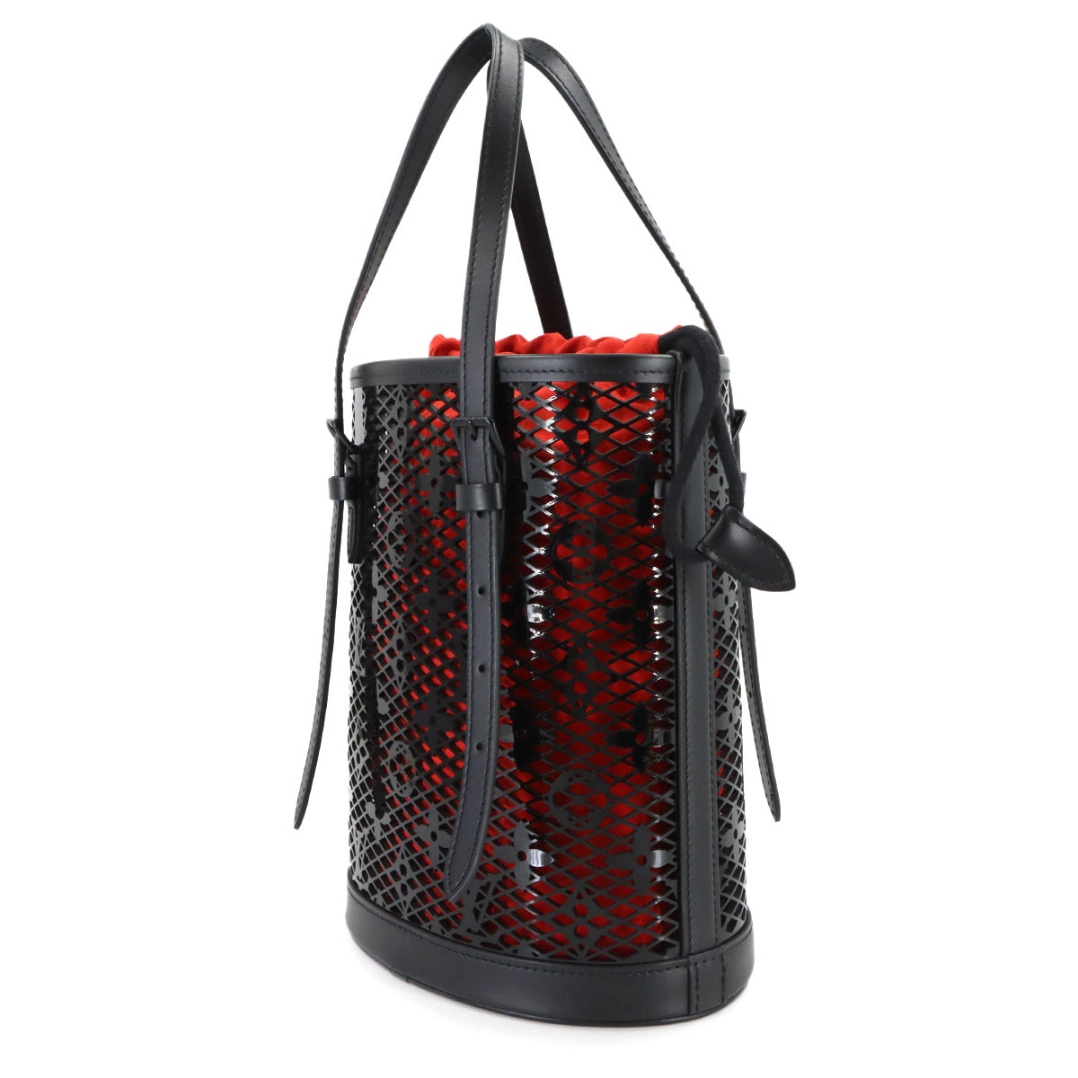 Monogram Lace Bucket PM Tote Bag Leather Black M20352