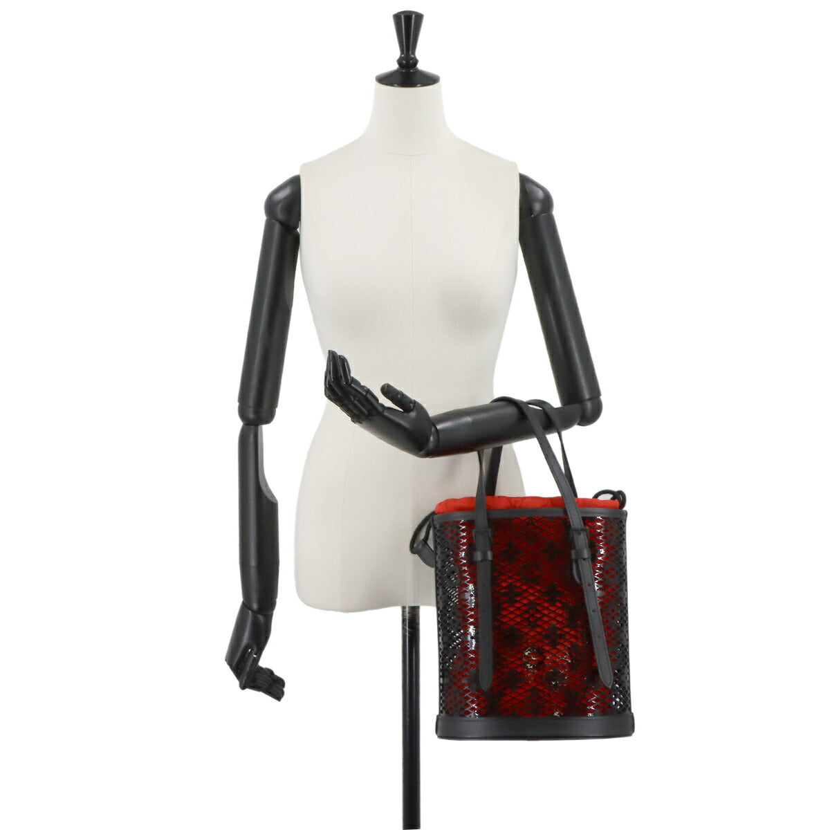 Monogram Lace Bucket PM Tote Bag Leather Black M20352