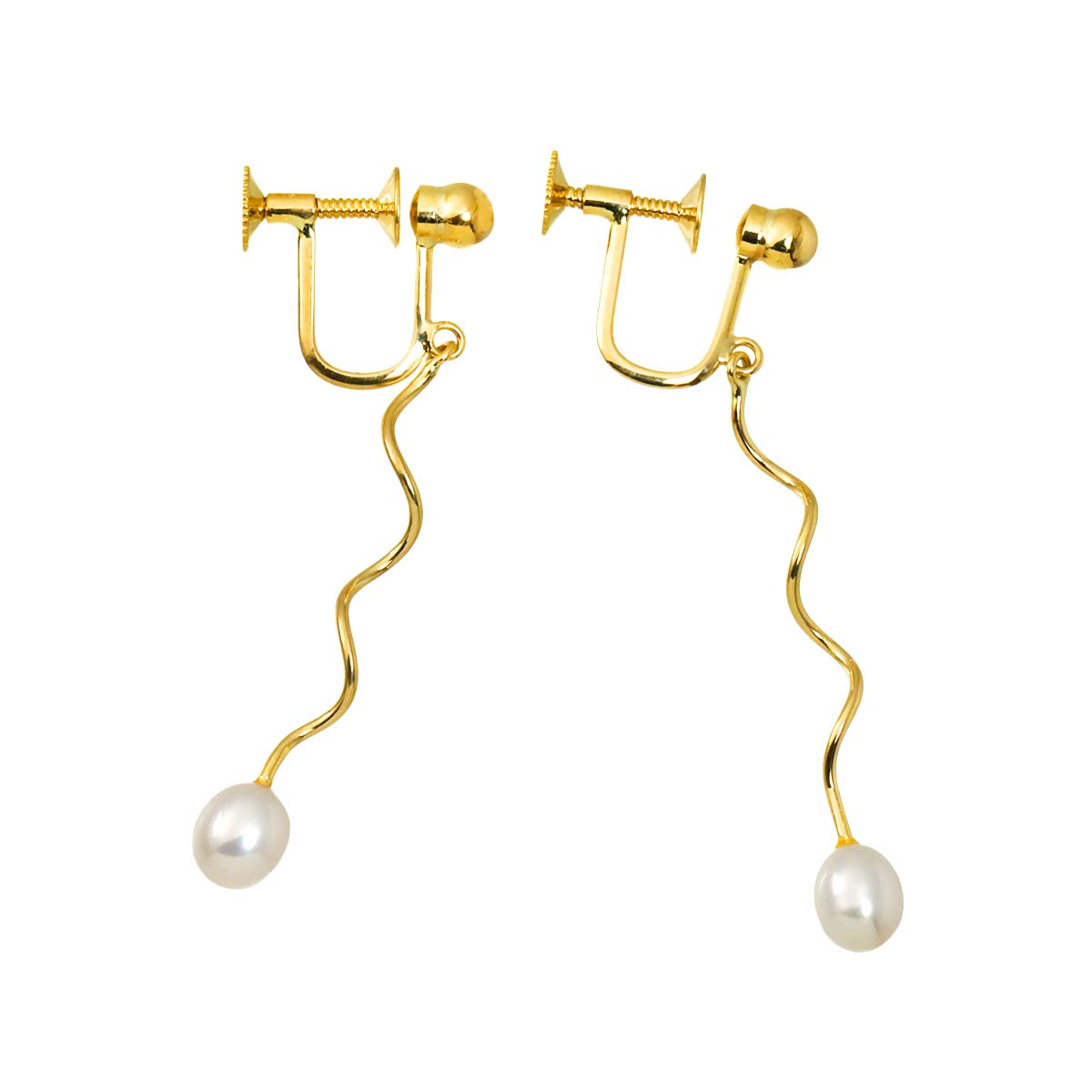 Freshwater cultured pearl 5.1mm Earrings 18K YG 750