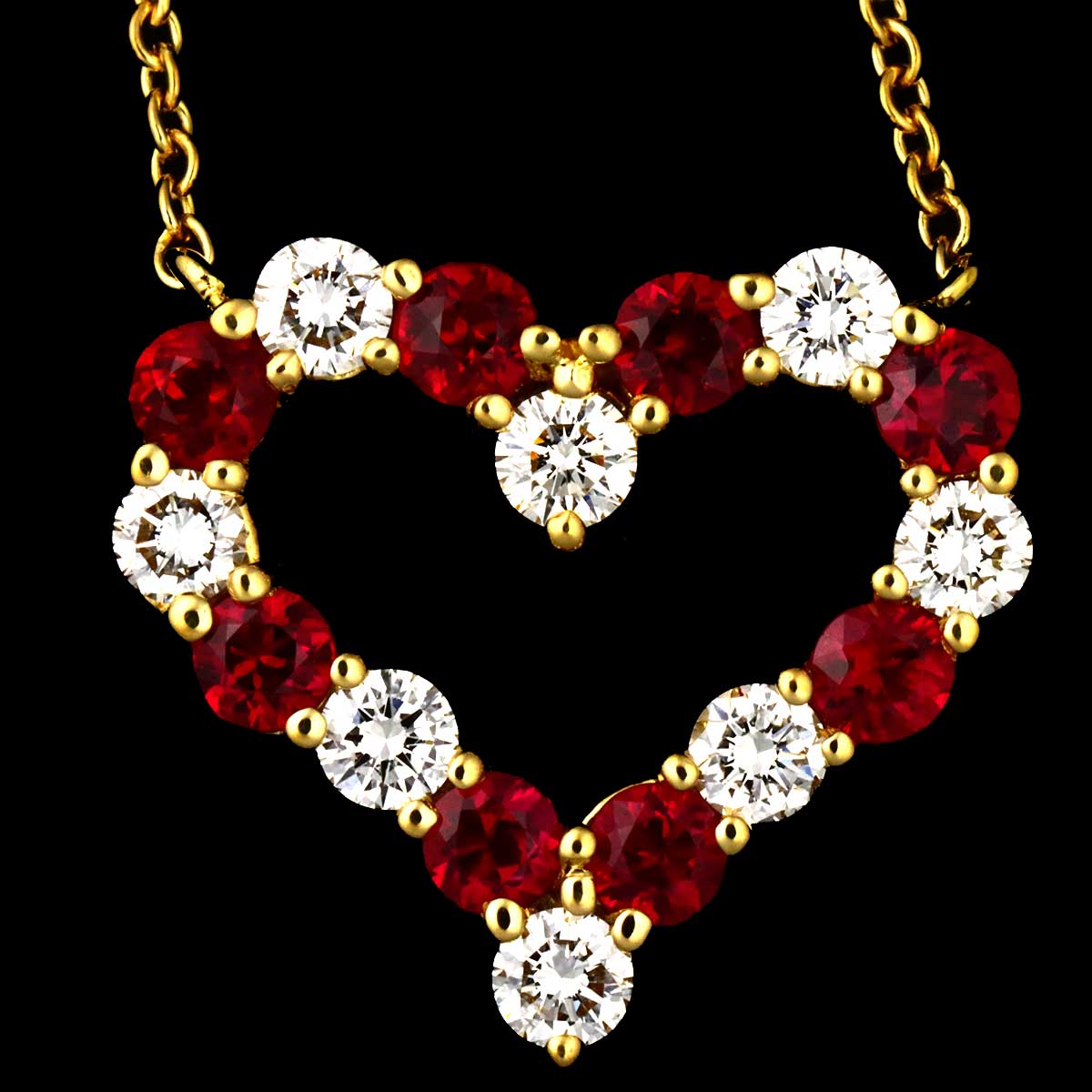 Sentimental Heart Ruby Diamond Necklace 18K YG 750
