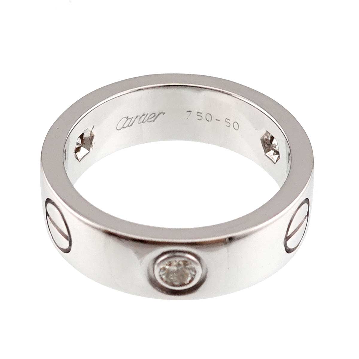 Love Half Diamond Ring 18K White Gold 750 size50 5-5.25(US)