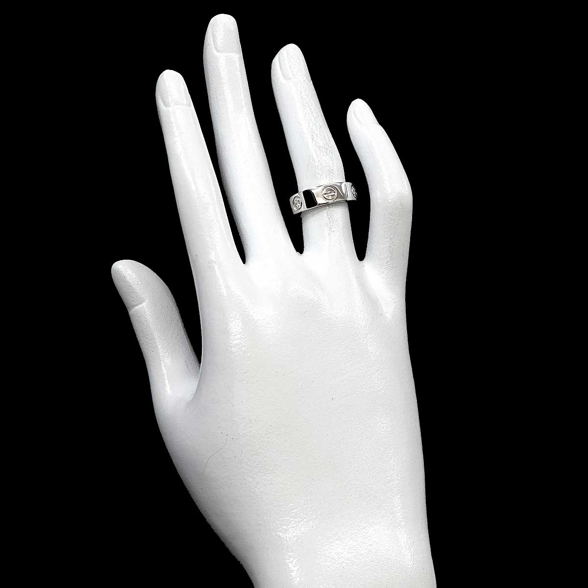 Love Half Diamond Ring 18K White Gold 750 size50 5-5.25(US)