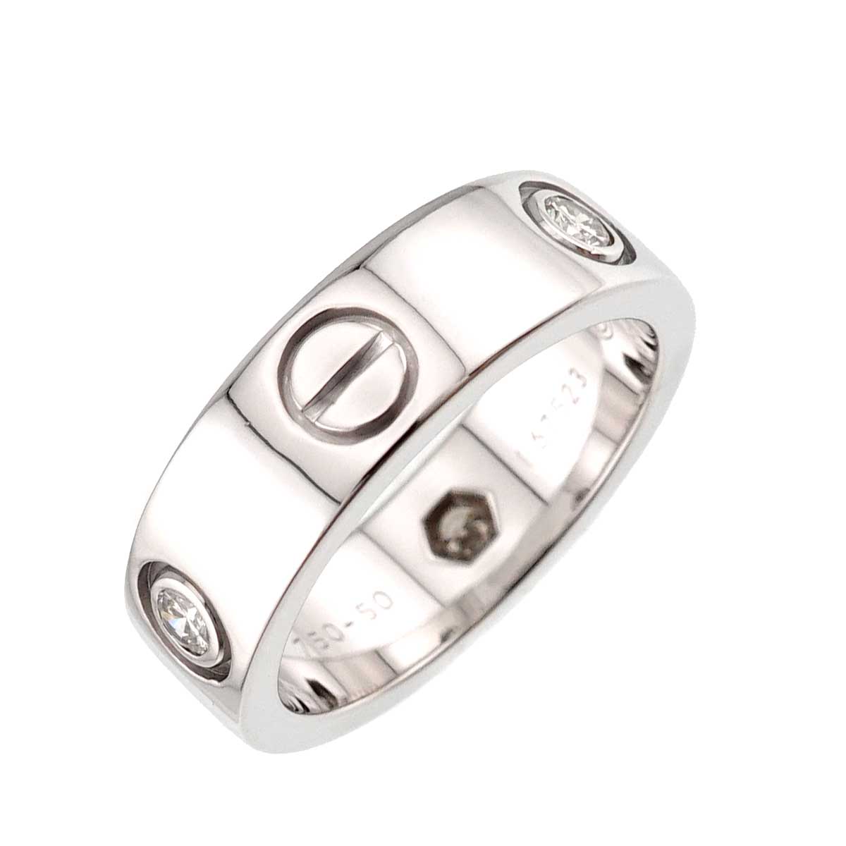 Love Half Diamond Ring 18K White Gold 750 size50 5-5.25(US)