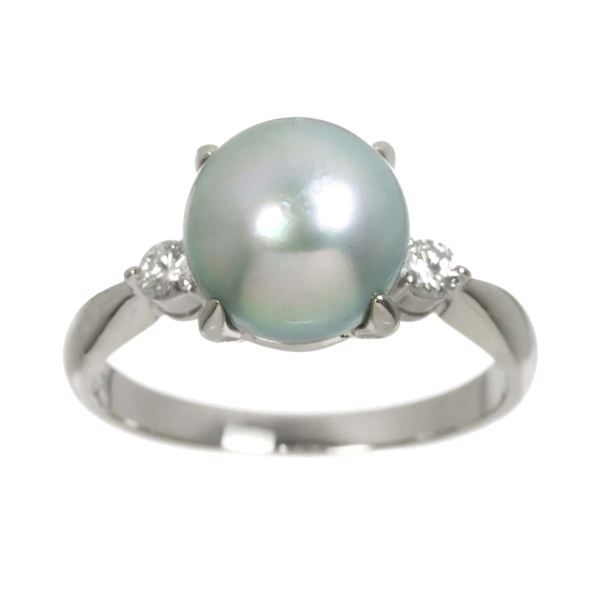 Black Pearl 9.3mm Diamond 0.14ct Ring Platinum size6.75(US)