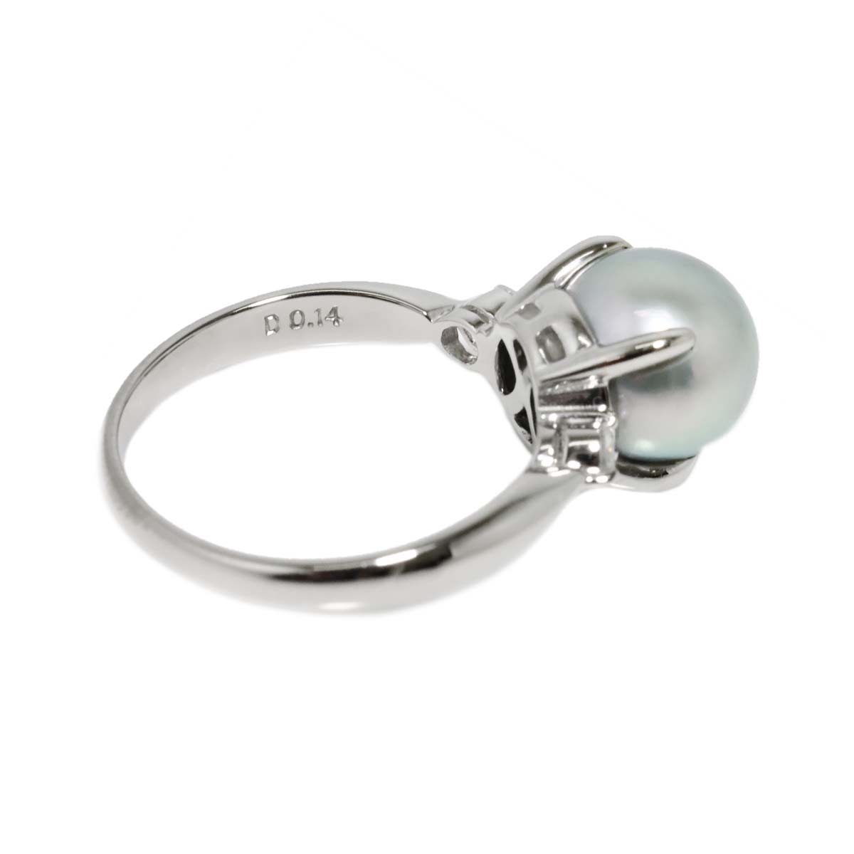 Black Pearl 9.3mm Diamond 0.14ct Ring Platinum size6.75(US)