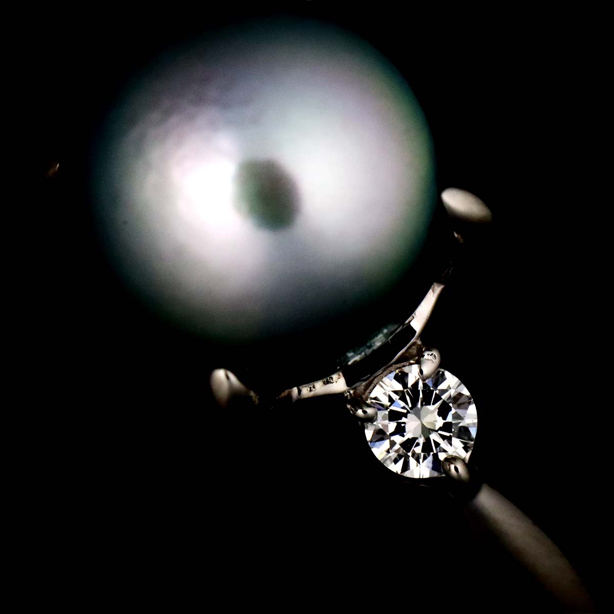 Black Pearl 9.3mm Diamond 0.14ct Ring Platinum size6.75(US)