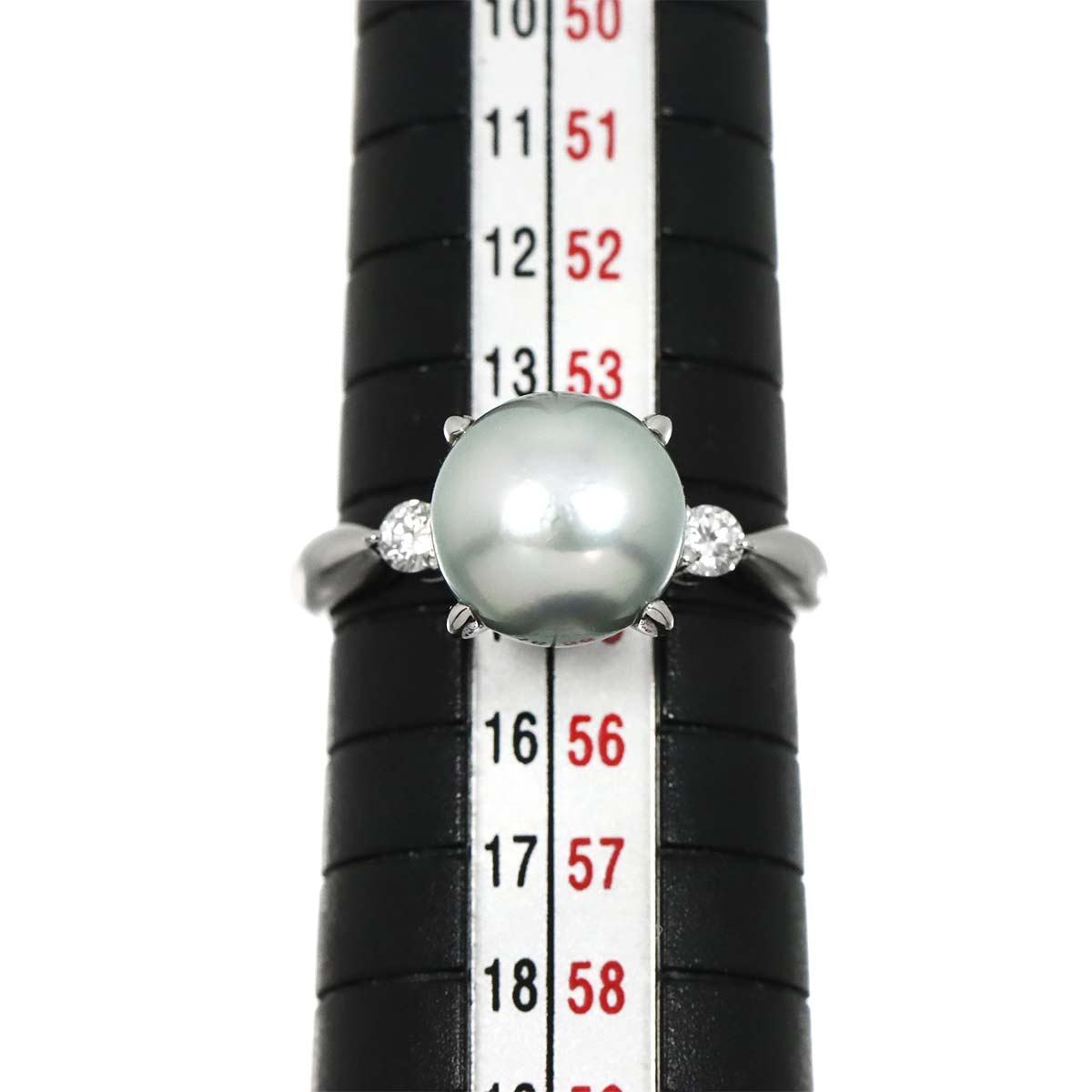 Black Pearl 9.3mm Diamond 0.14ct Ring Platinum size6.75(US)