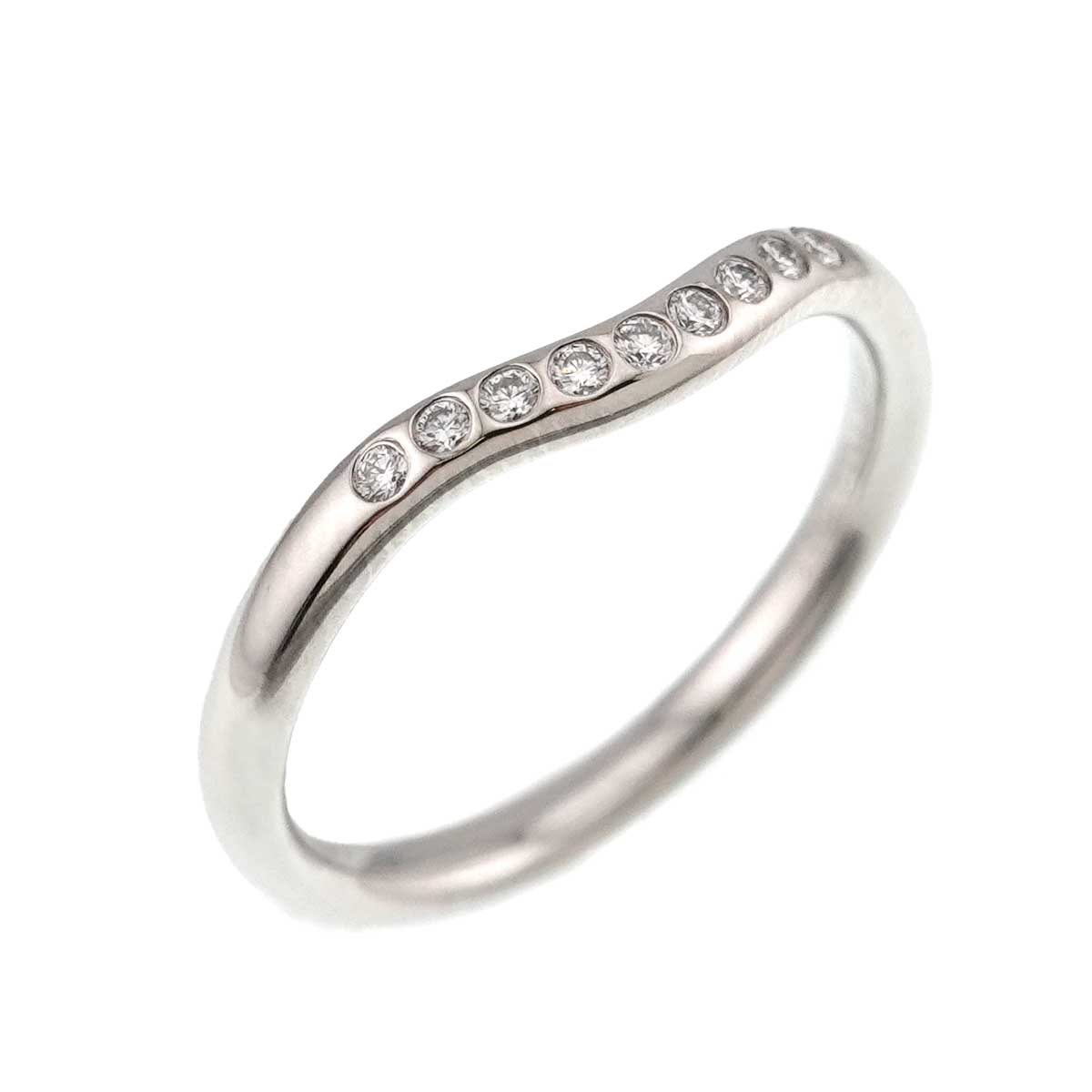 Curved Band Diamond Ring Platinum size4.5(US)