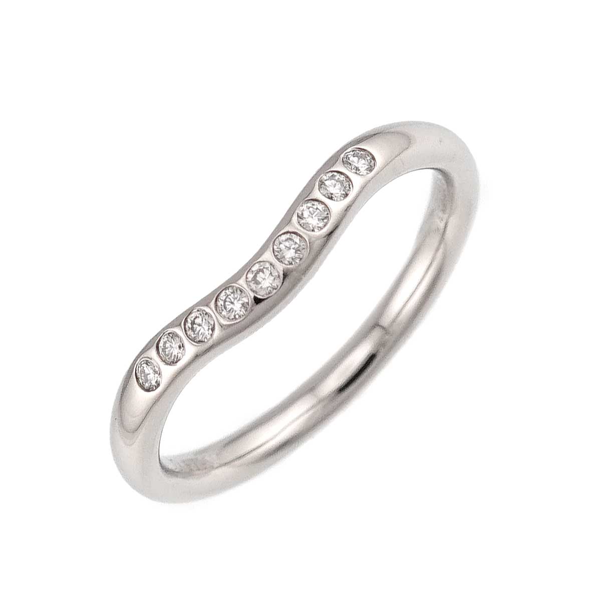 Curved Band Diamond Ring Platinum size4.5(US)