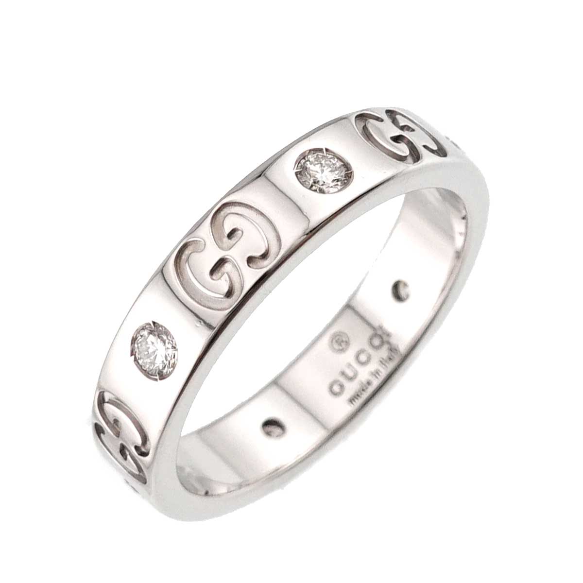 ICON Ring Diamond 18K WG White Gold 750 size11 5.25-5.5(US)