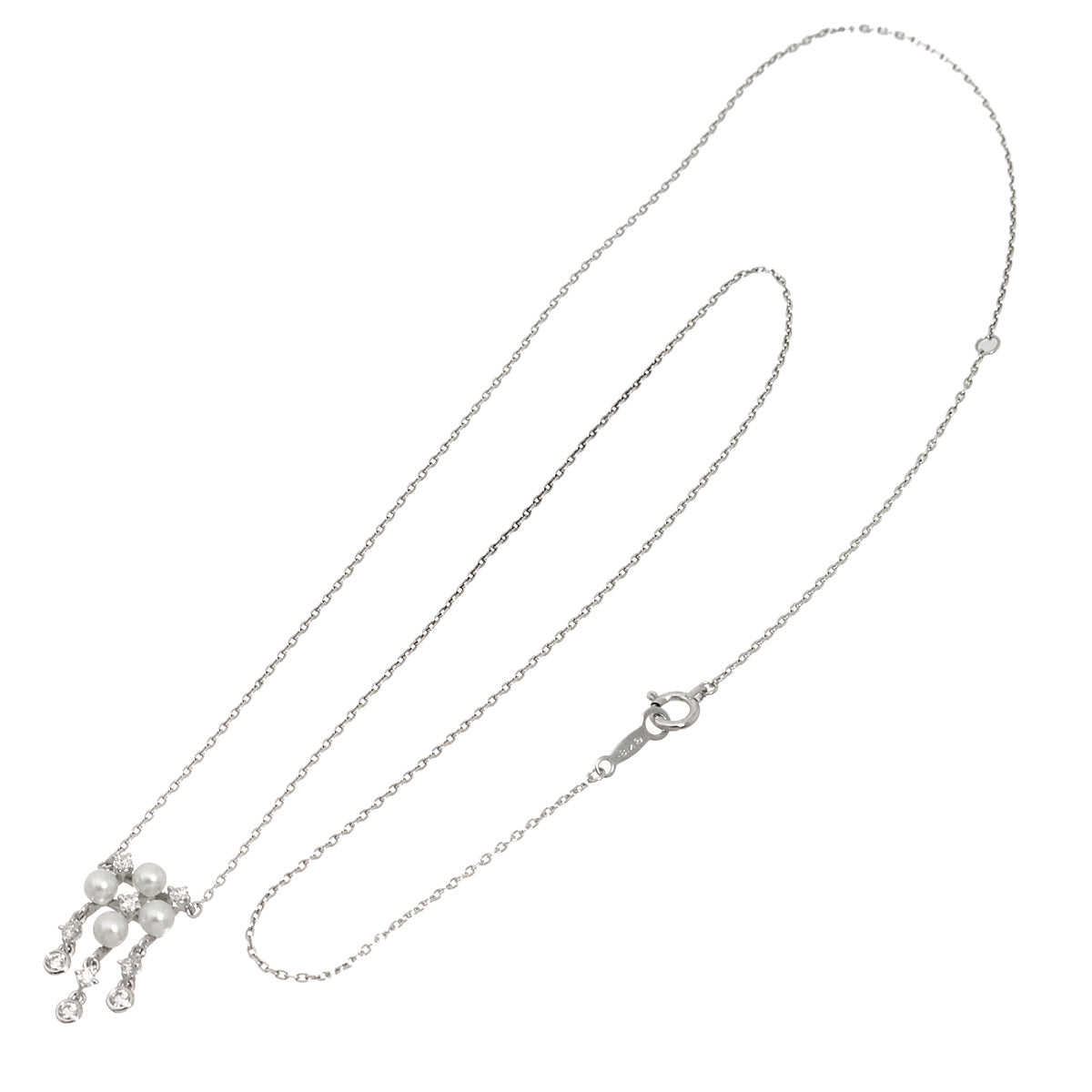 Baby Pearl 3.3mm Diamond Necklace 18K White Gold 750