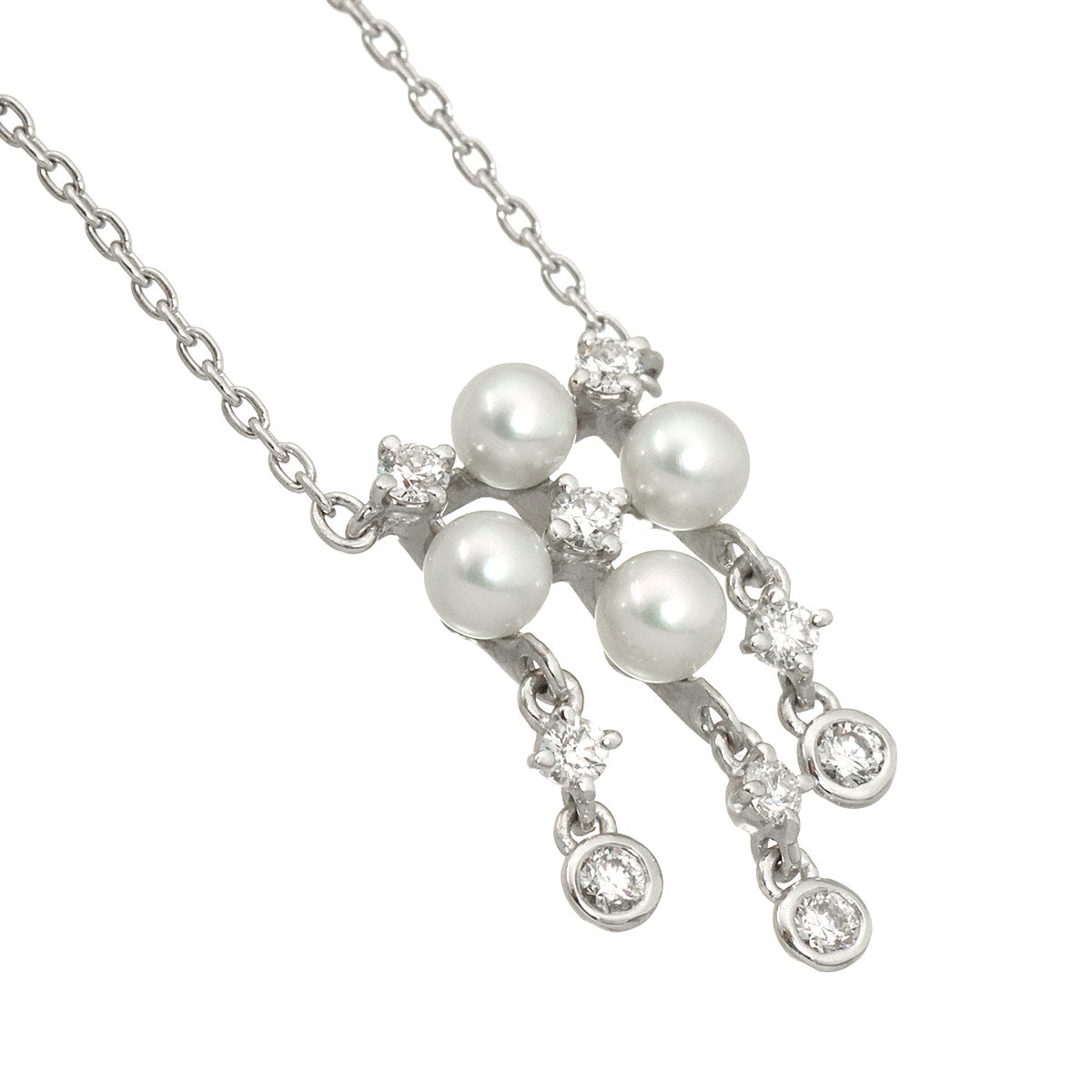 Baby Pearl 3.3mm Diamond Necklace 18K White Gold 750