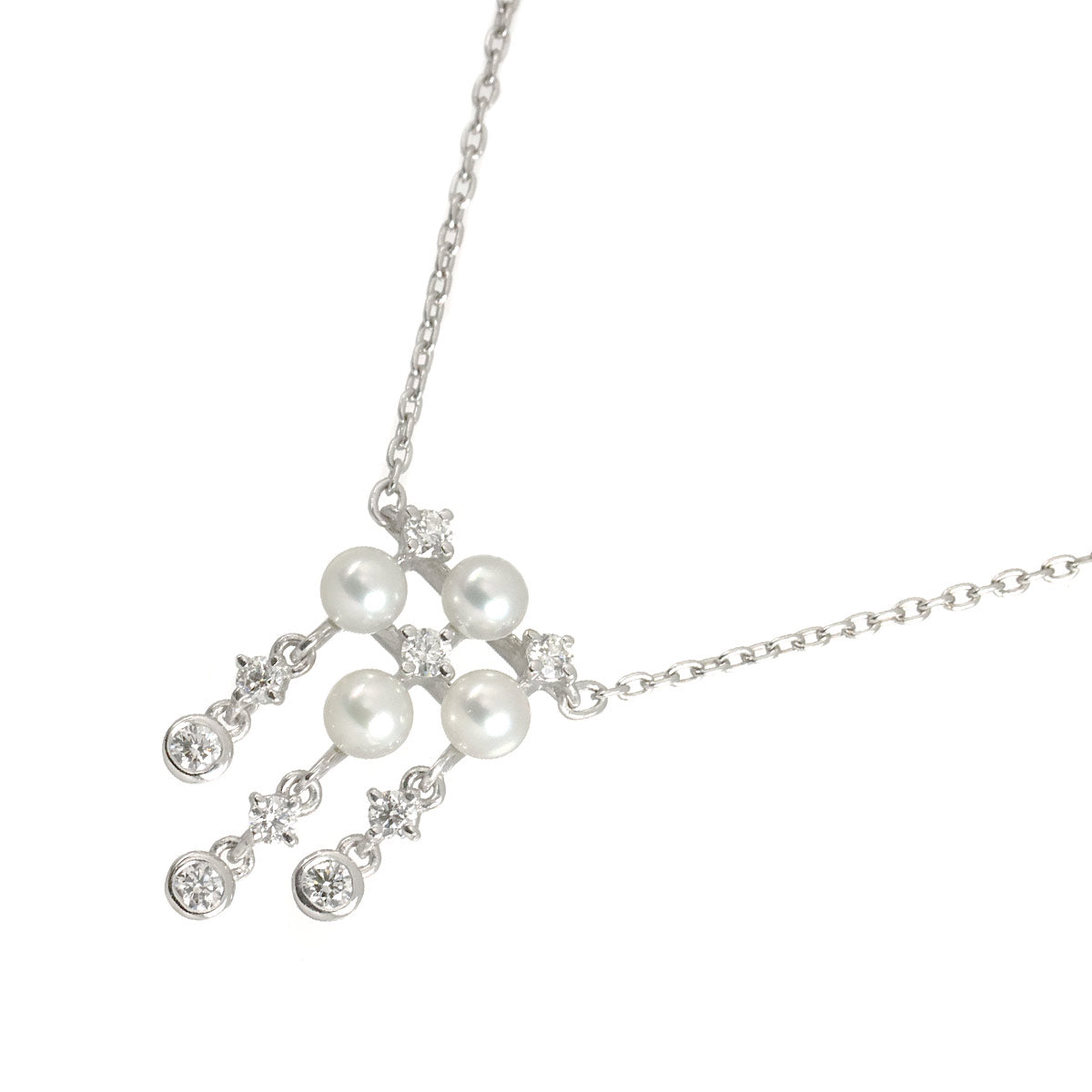 Baby Pearl 3.3mm Diamond Necklace 18K White Gold 750