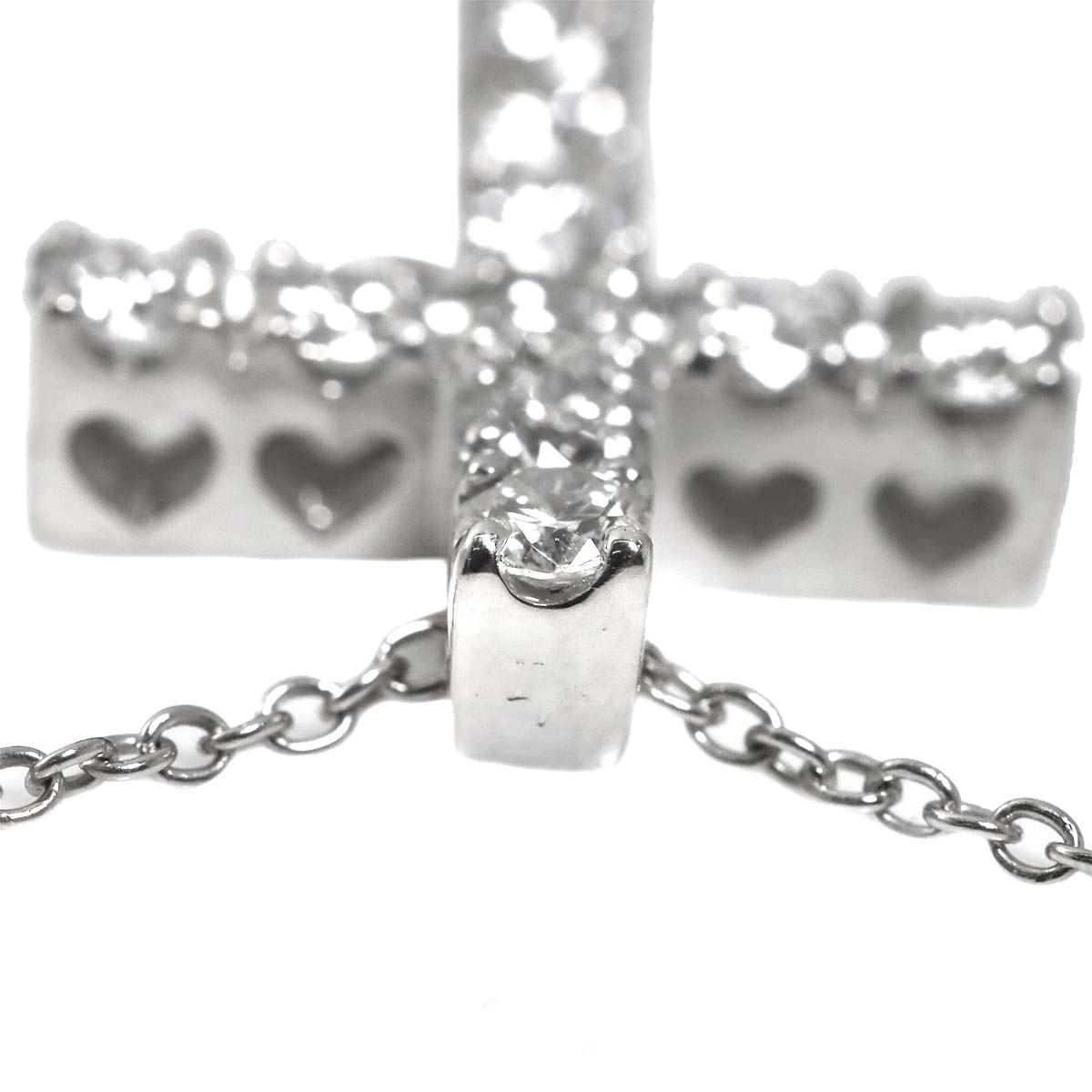 Cross Motif Diamond 0.70ct Necklace 18K White Gold 750