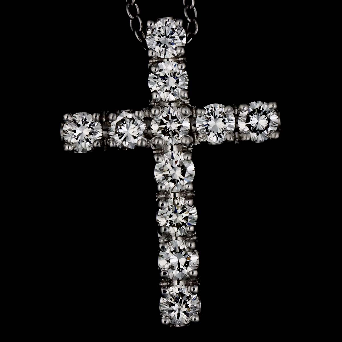 Cross Motif Diamond 0.70ct Necklace 18K White Gold 750