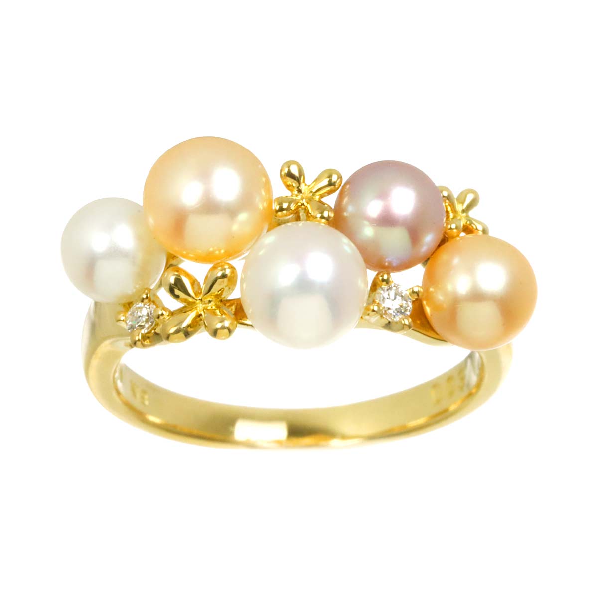 Freshwater Pearl 5.5-4.7mm Diamond 0.03ct Ring 18K 750 5.25(US)