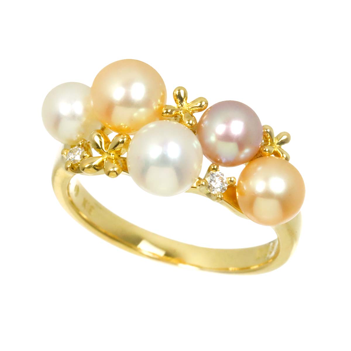 Freshwater Pearl 5.5-4.7mm Diamond 0.03ct Ring 18K 750 5.25(US)