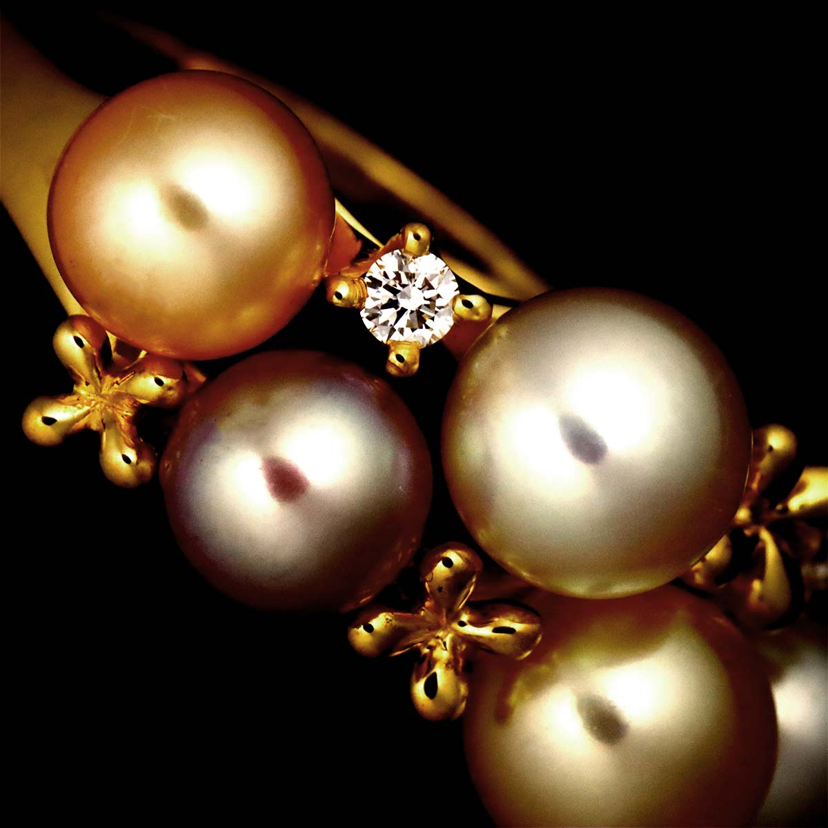Freshwater Pearl 5.5-4.7mm Diamond 0.03ct Ring 18K 750 5.25(US)