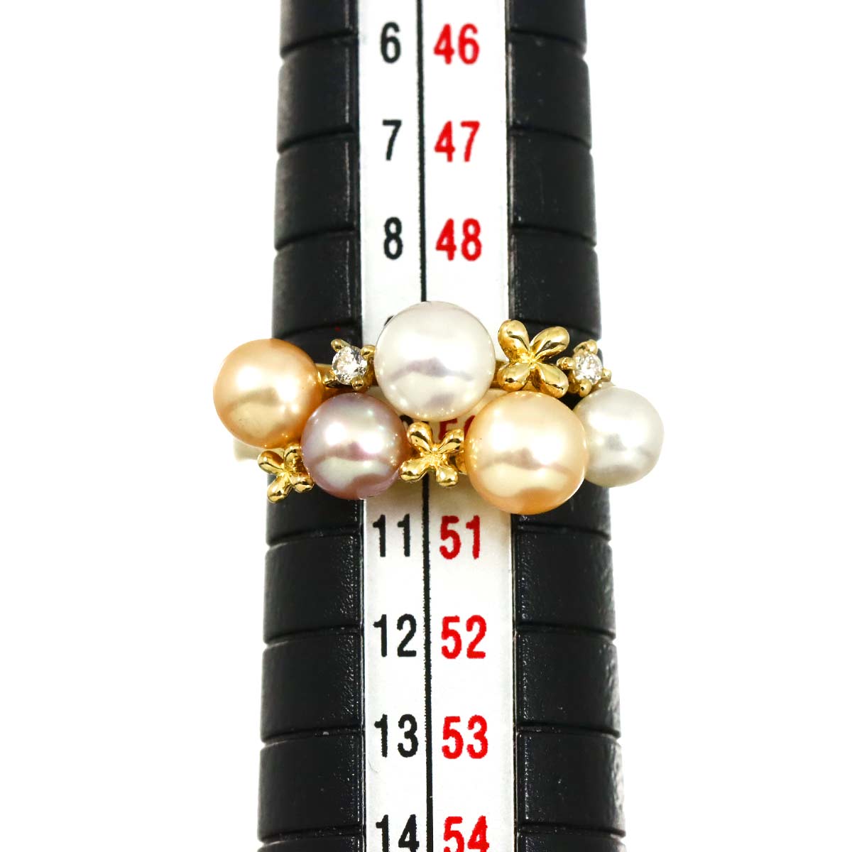 Freshwater Pearl 5.5-4.7mm Diamond 0.03ct Ring 18K 750 5.25(US)