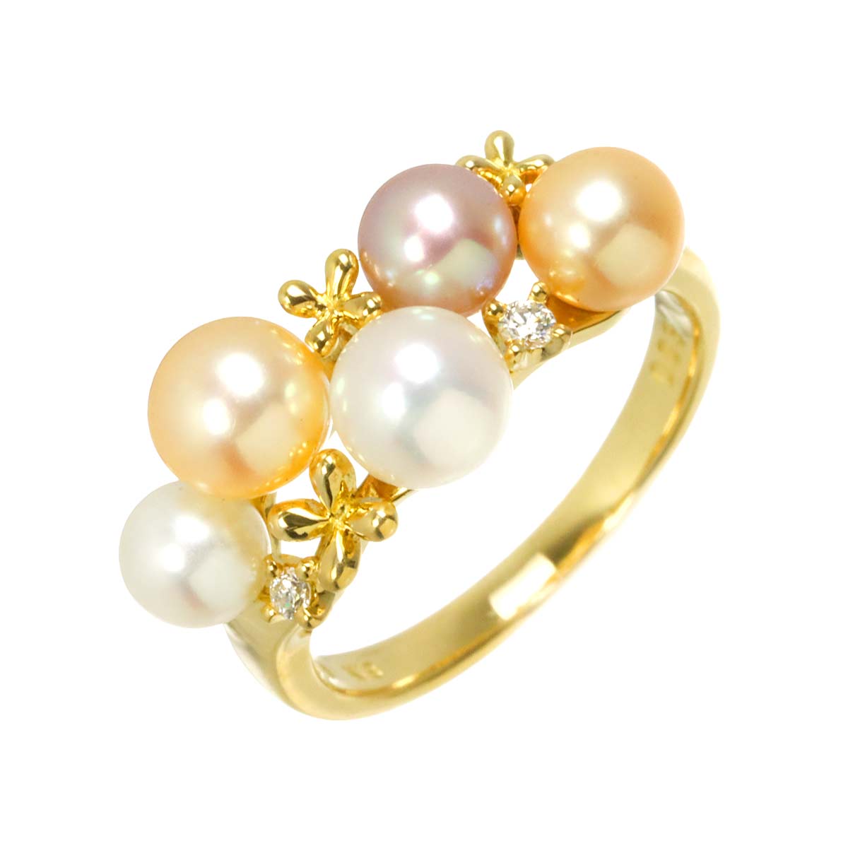 Freshwater Pearl 5.5-4.7mm Diamond 0.03ct Ring 18K 750 5.25(US)