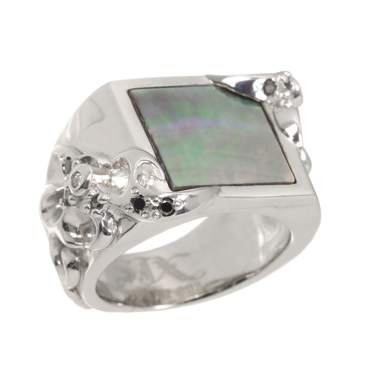MOP Diamond 0.08ct/0.02ct Ring 18K White Gold 750 size4.75-5(US)
