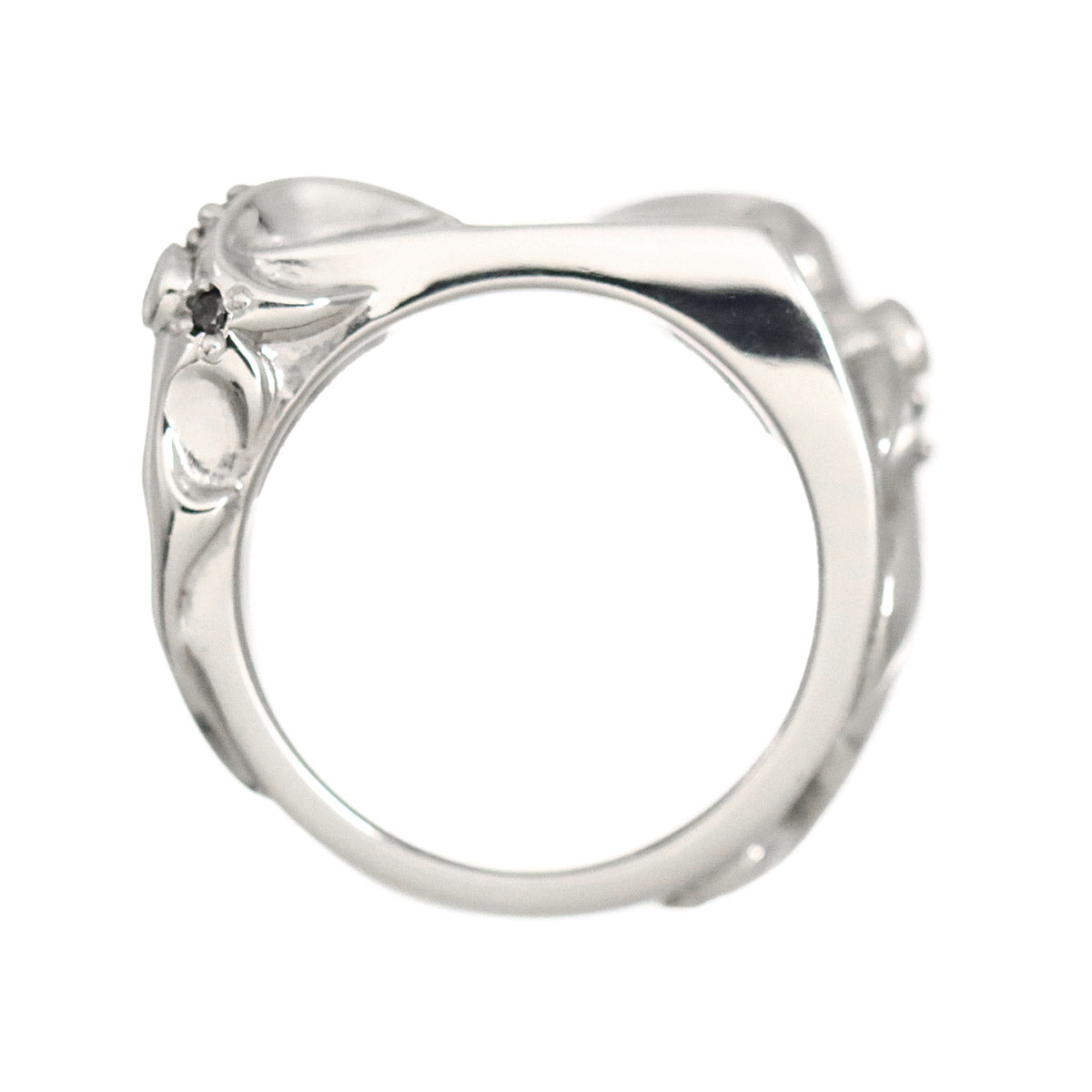 MOP Diamond 0.08ct/0.02ct Ring 18K White Gold 750 size4.75-5(US)