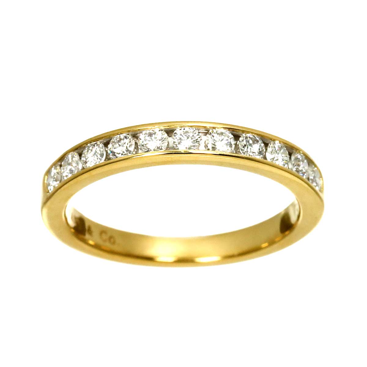 Half Diamond Ring 18K YG 750 size6(US)