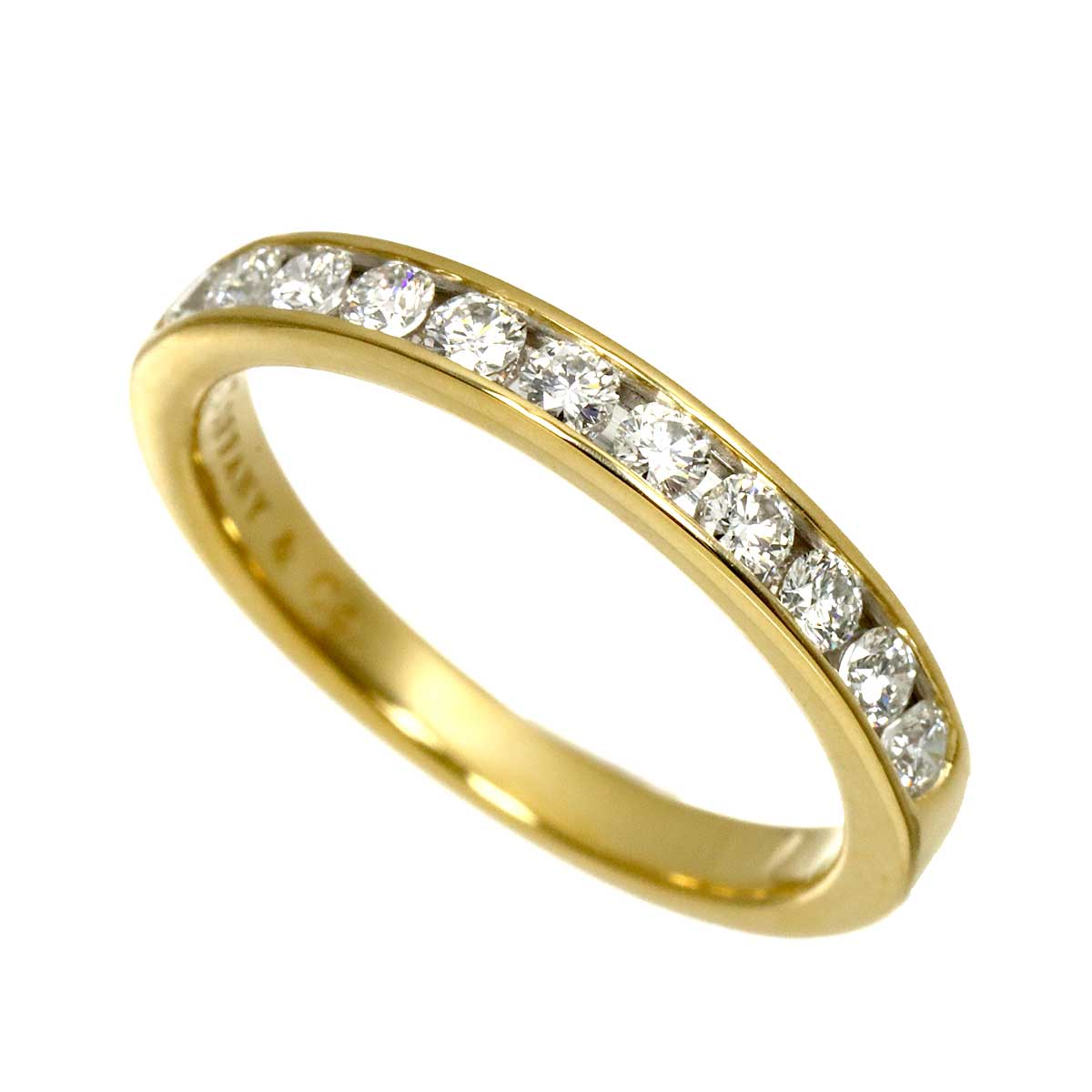 Half Diamond Ring 18K YG 750 size6(US)