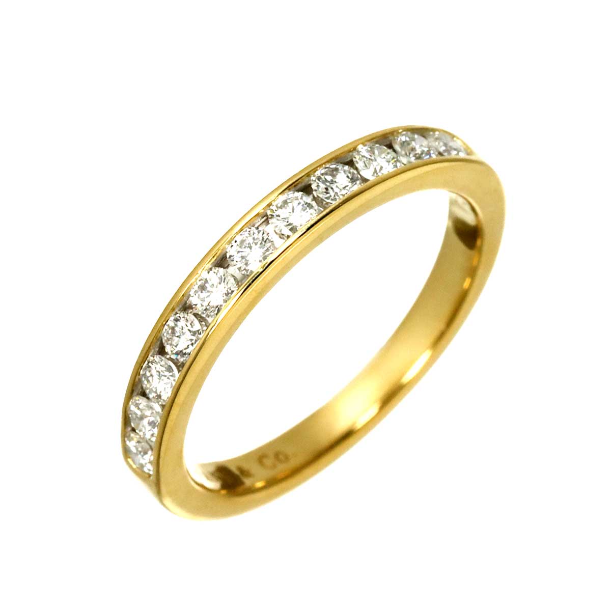 Half Diamond Ring 18K YG 750 size6(US)