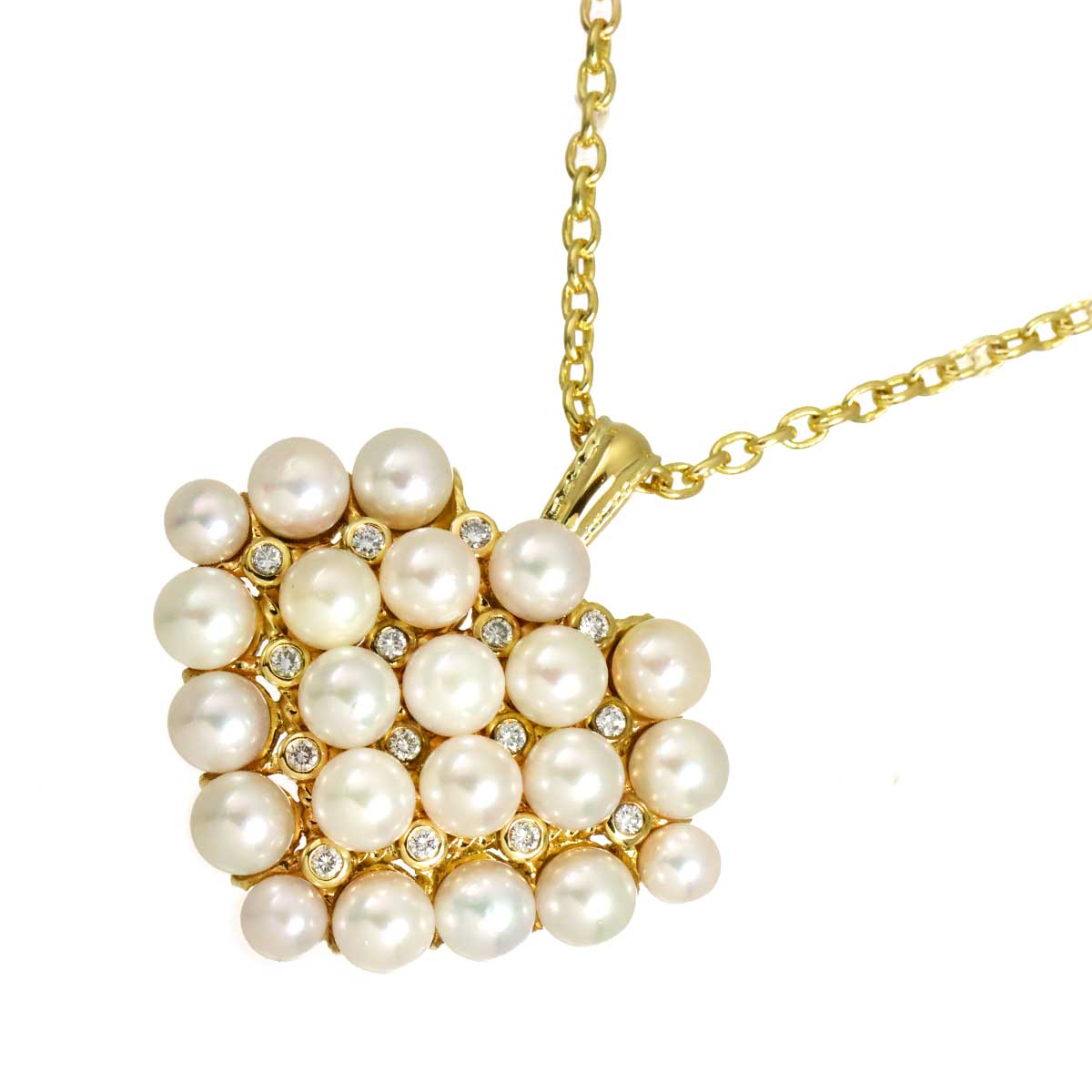 Akoya Pearl 4.9-4.0mm Diamond Necklace 18K YG 750