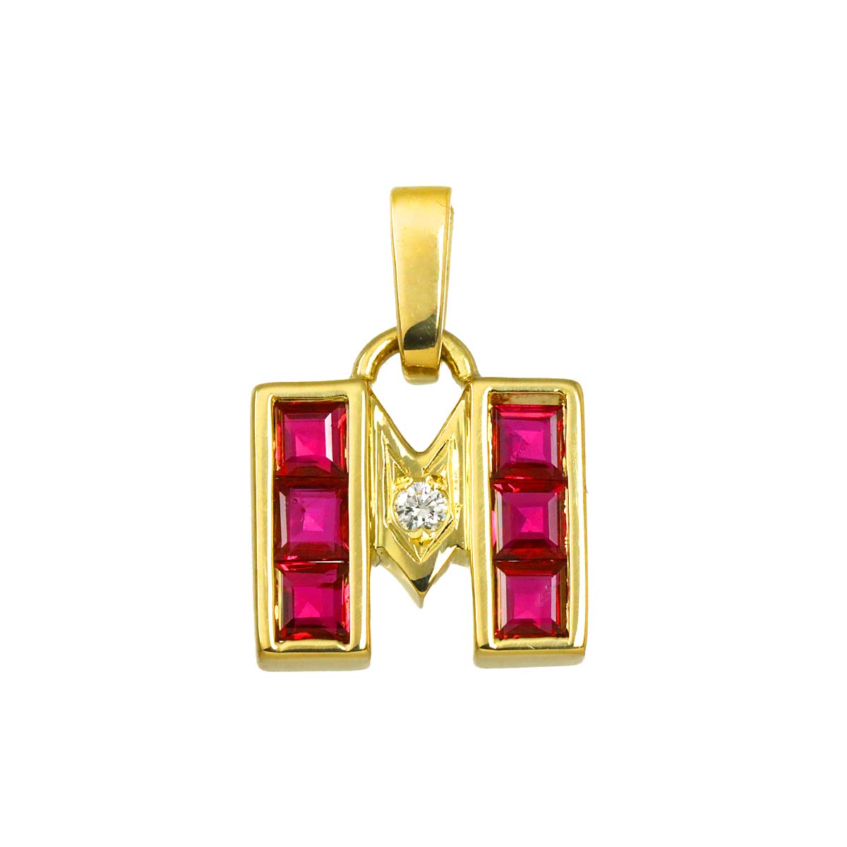 Ruby Diamond Pendant Top 18K Yellow Gold 750