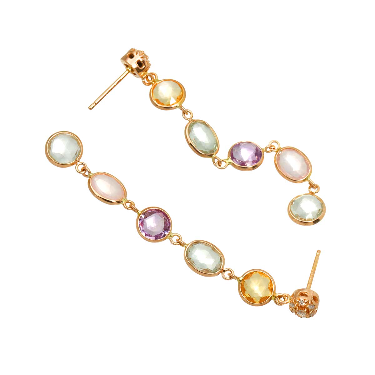 Quartz Diamond Earrings Pierced 18K PG Pink Gold 750