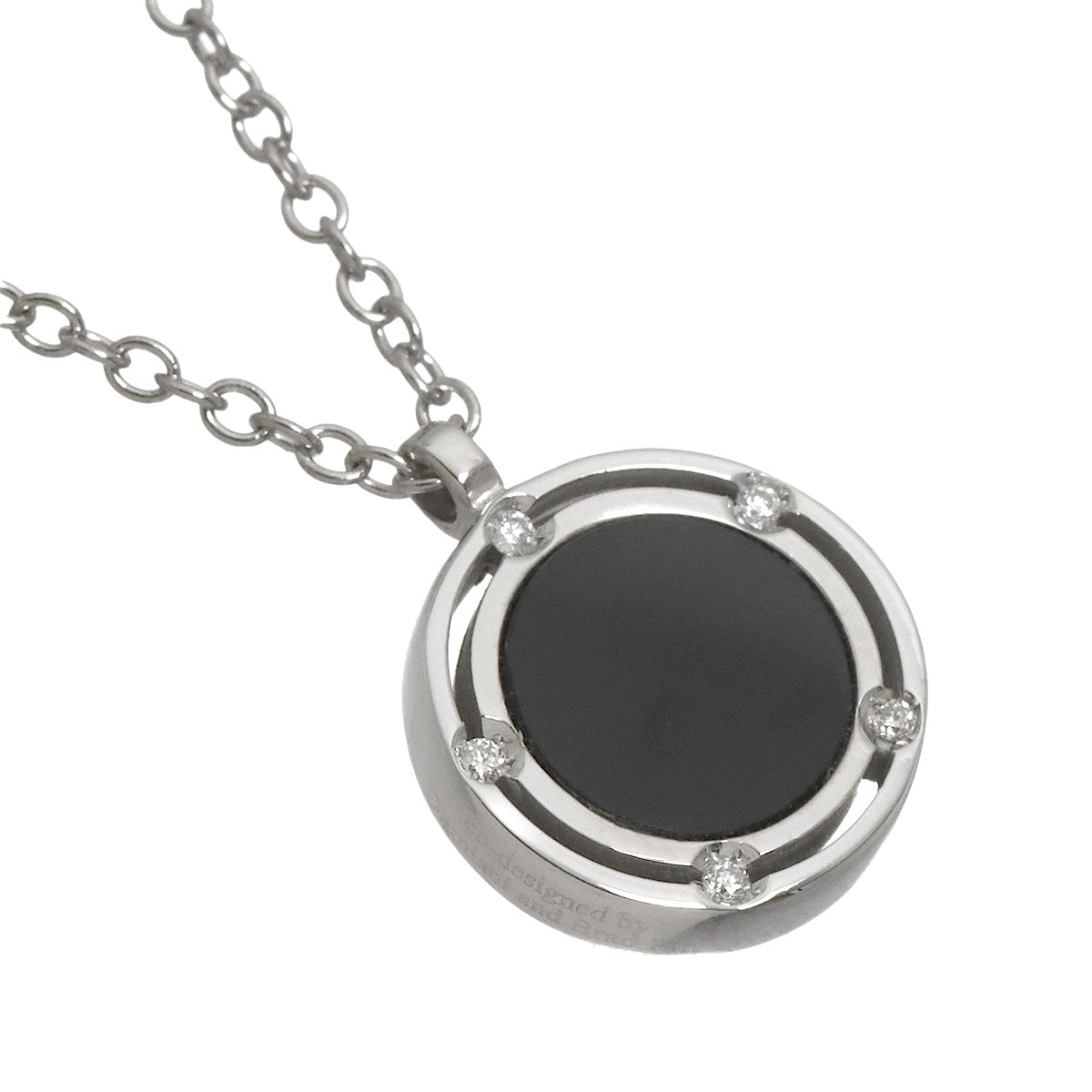 D-SIDE Onyx Diamond Necklace 18K White Gold 750