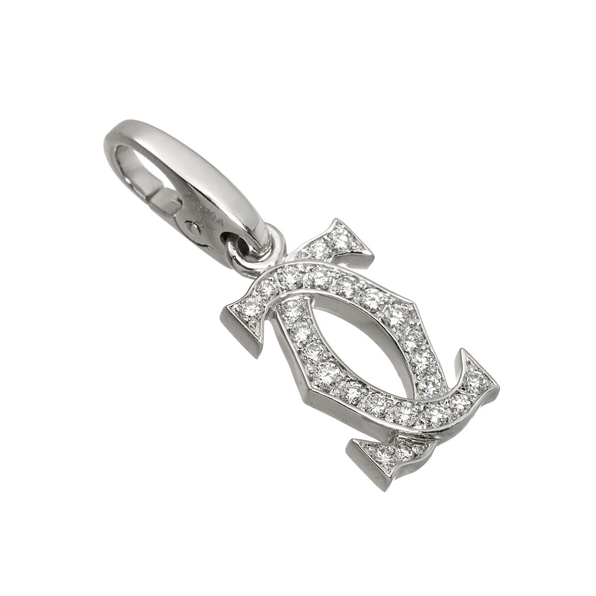 2C Diamond Charm Pendant Top 18K White Gold 750