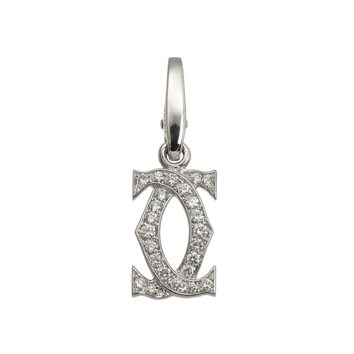 2C Diamond Charm Pendant Top 18K White Gold 750