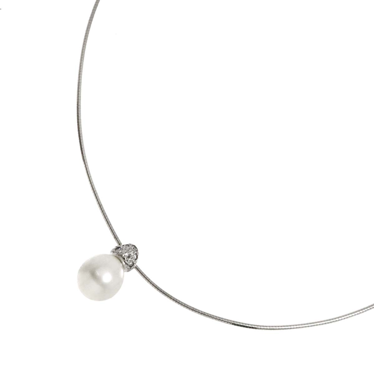 South Sea pearl 10.4mm Diamond 0.05ct Necklace 18K WG 750