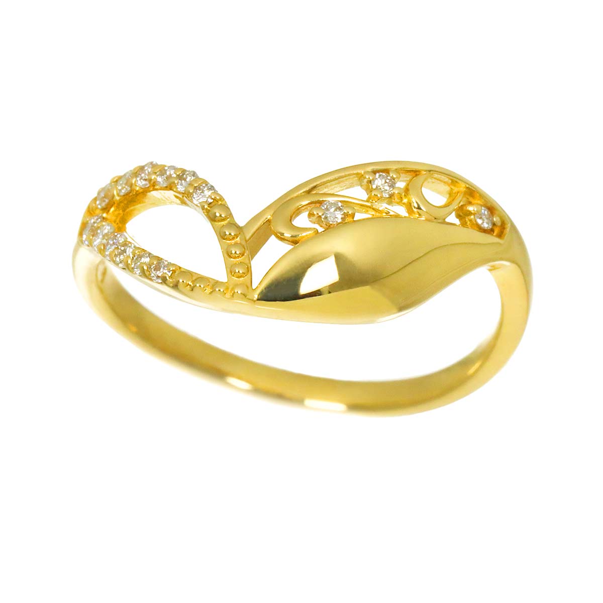 Diamond 0.10ct Ring 18K YG Yellow Gold 750 size5.5-5.75(US)