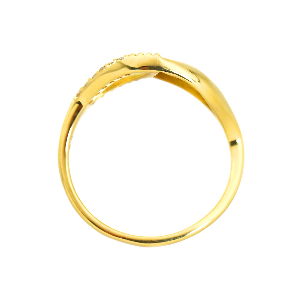 Diamond 0.10ct Ring 18K YG Yellow Gold 750 size5.5-5.75(US)