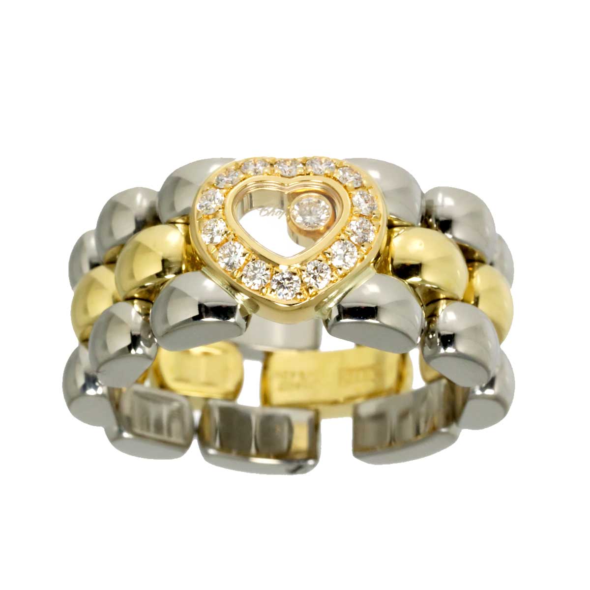 Happy Diamond Ring 18K YG 750 SS Size6.5-6.75(US)