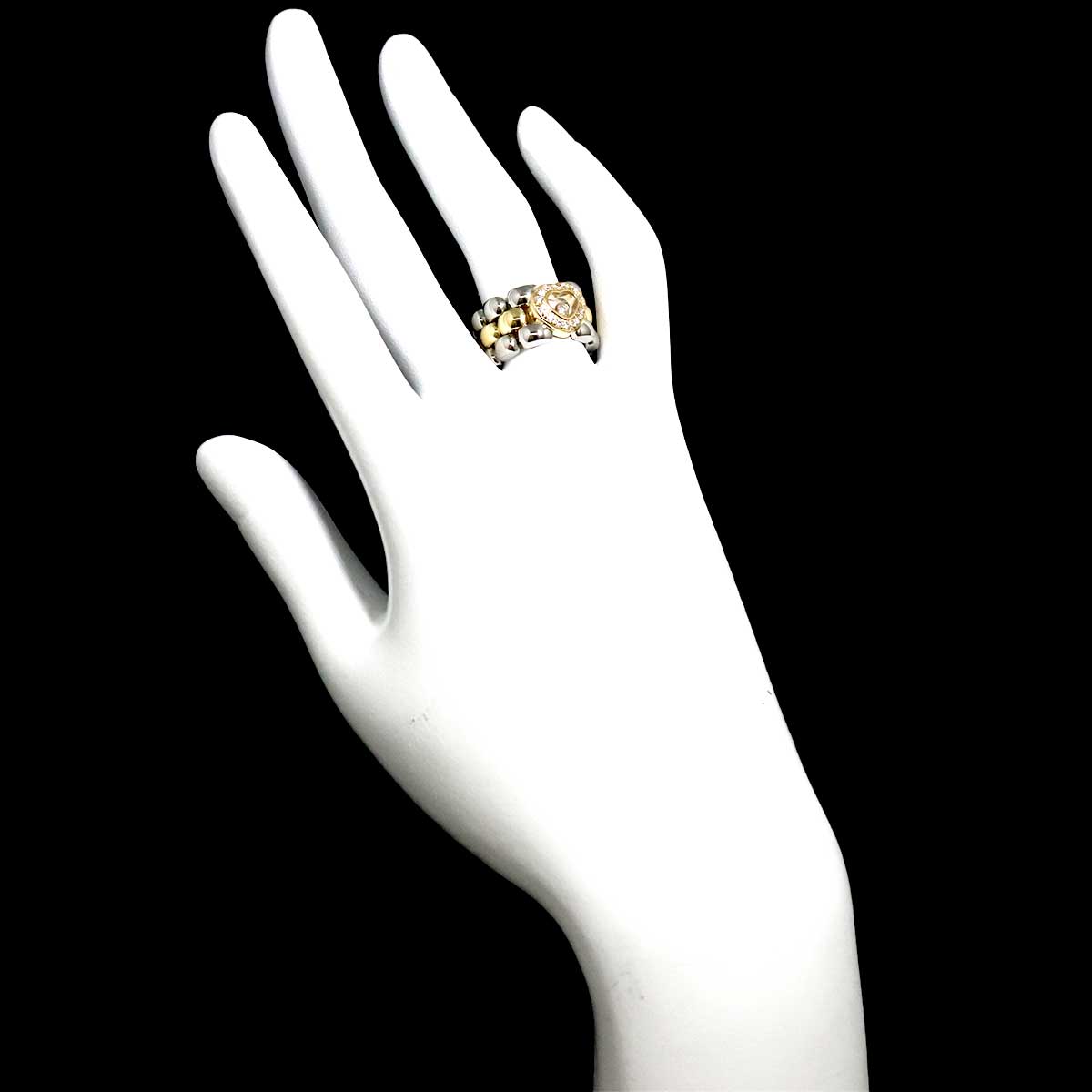 Happy Diamond Ring 18K YG 750 SS Size6.5-6.75(US)
