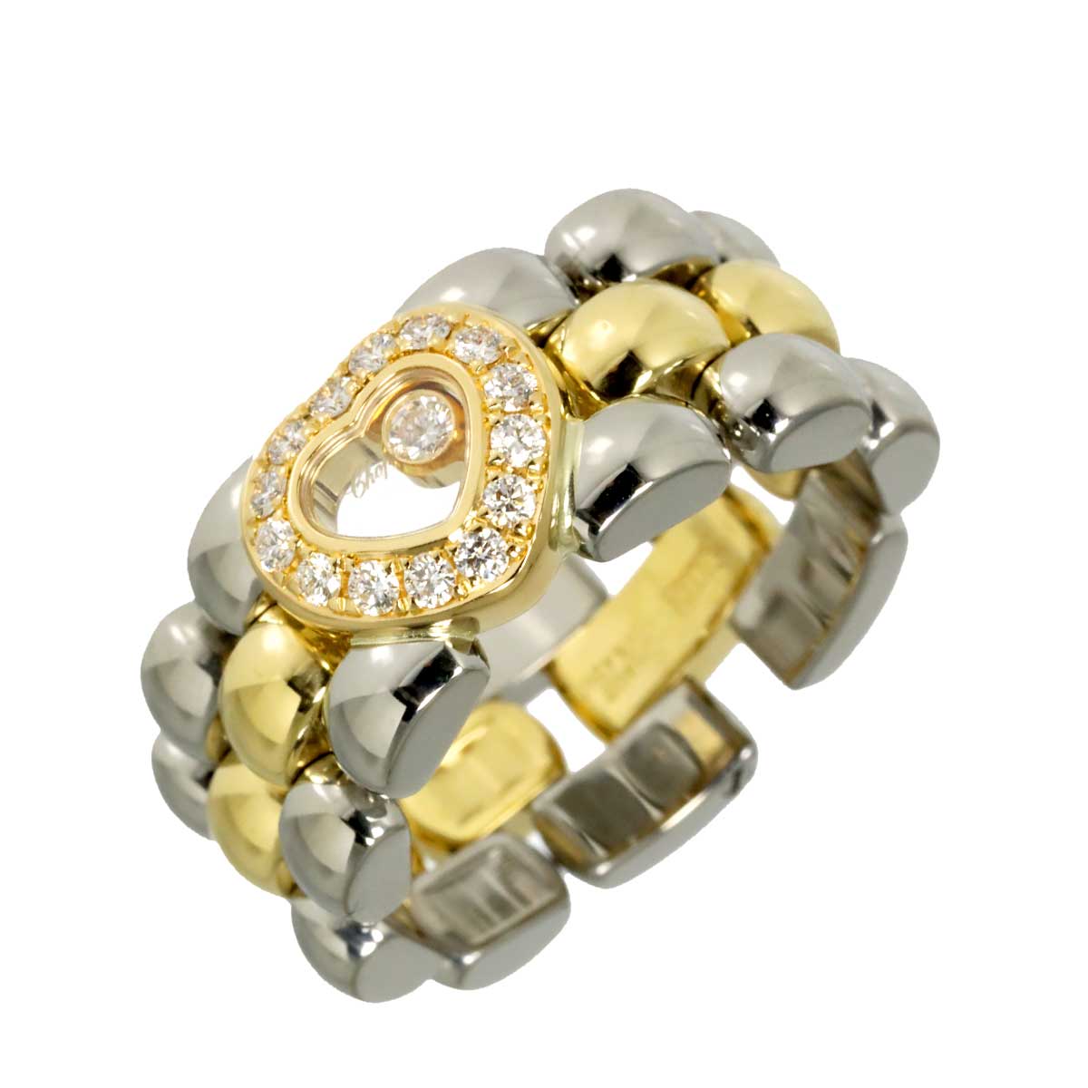 Happy Diamond Ring 18K YG 750 SS Size6.5-6.75(US)