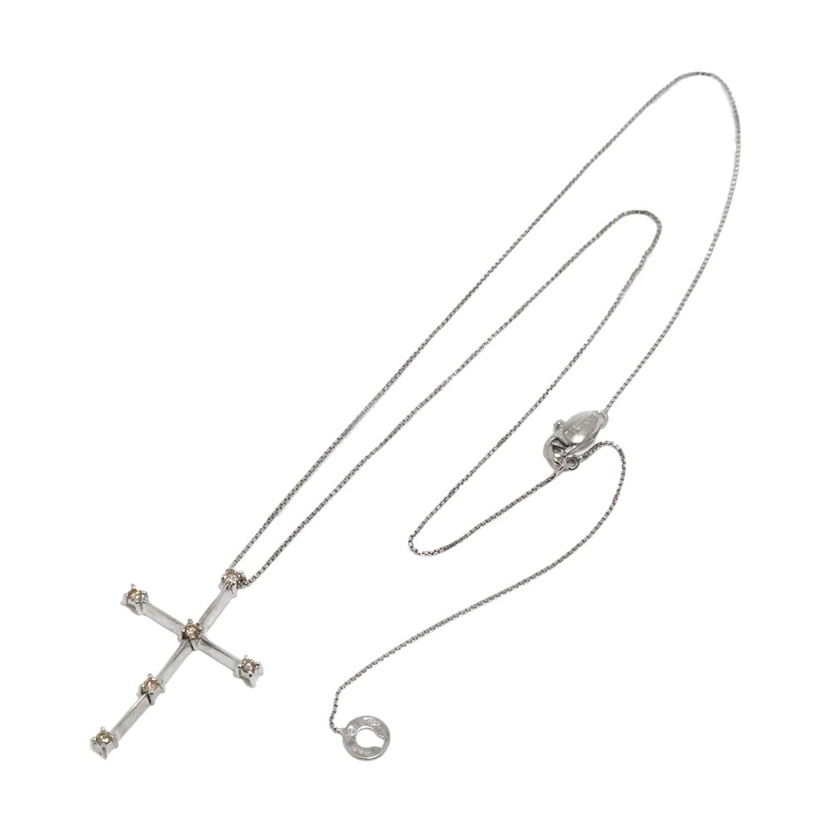 Cross Diamond Necklace 18K White Gold 750