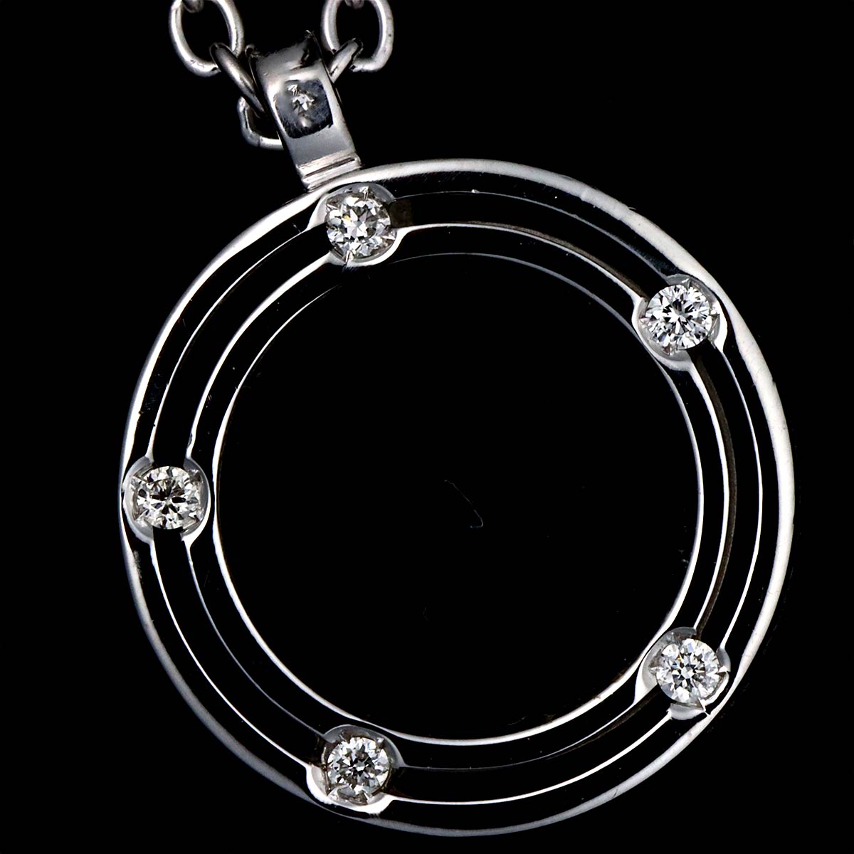 D-SIDE Onyx Diamond Necklace 18K White Gold 750