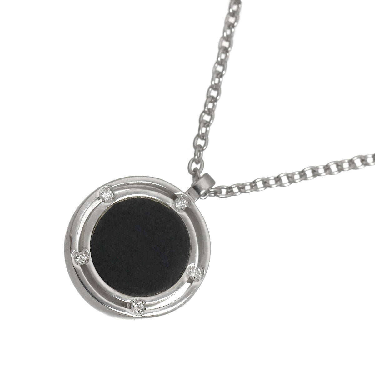 D-SIDE Onyx Diamond Necklace 18K White Gold 750