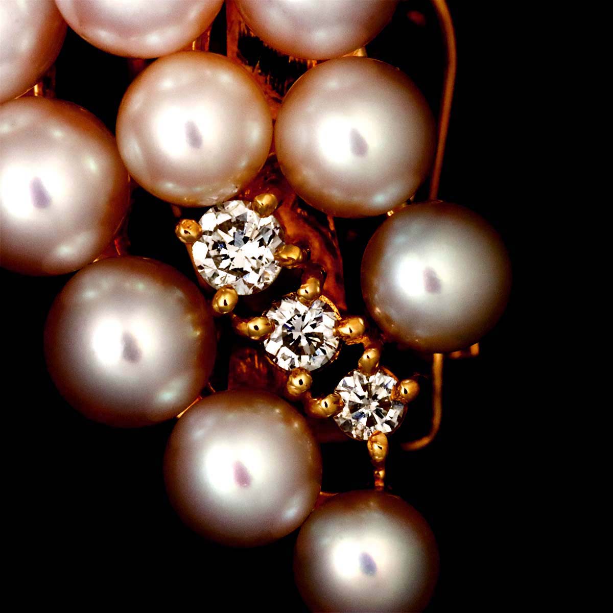 Akoya Pearl Diamond 0.08ct/0.08ct Earrings Clip on 18K PG 750