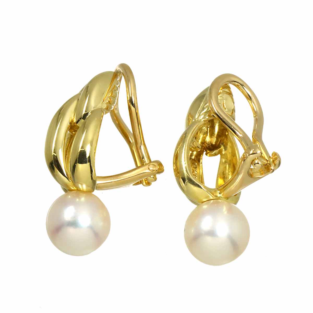 Akoya Pearl 7.2mm Earrings Clip on 18K Yellow Gold 750